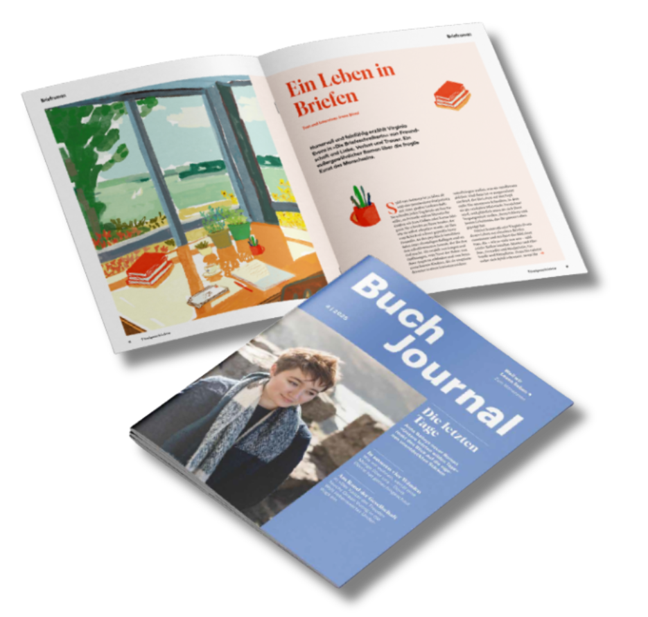 Dummy vom Buchjournal, einmal aufgeschlagen und einmal vom Cover.