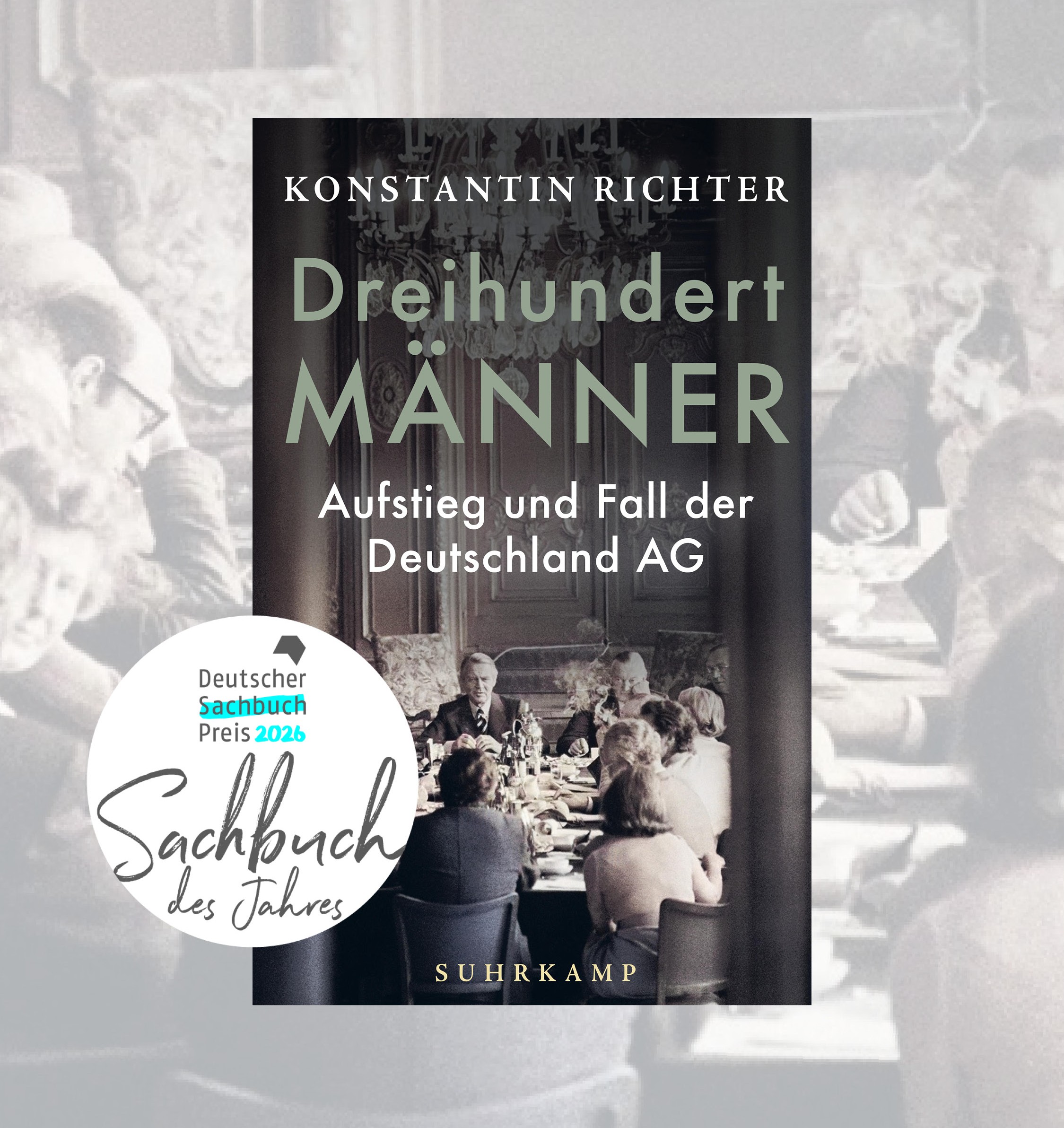 Das Cover vom Buch Dreihundert Männer mit einem Sachbuchpreis-Button.